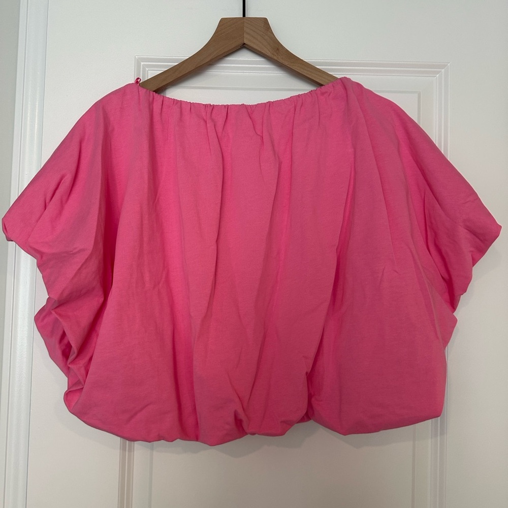 NWT Grey Lab Bubble Hem Hot Pink Crop Top Size S - Picture 7 of 7